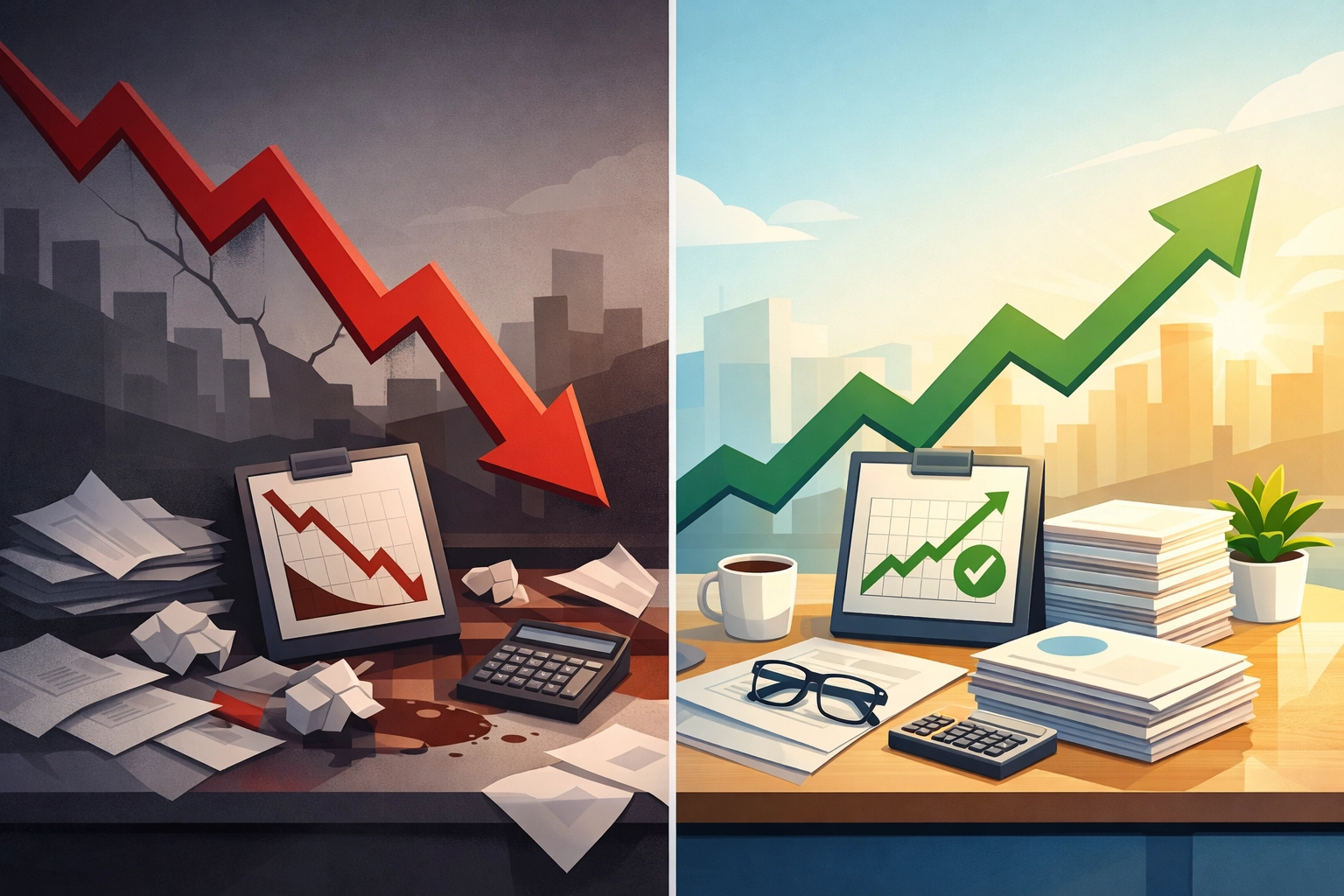 Comparison of failed versus successful rehab center launch outcomes and financial results