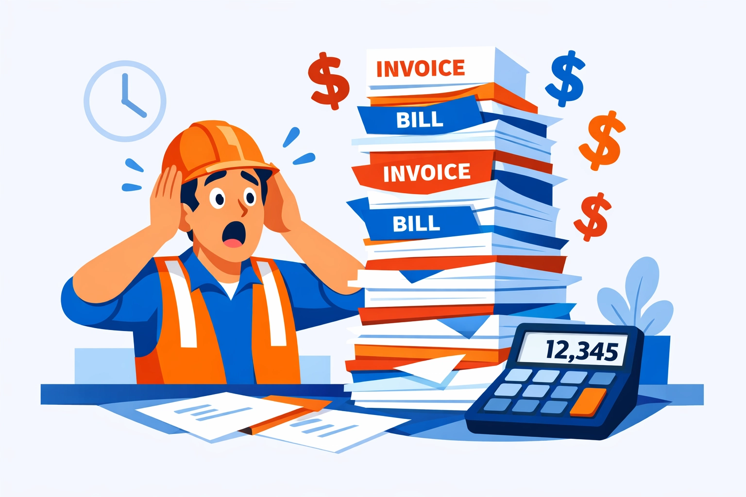 Contractor reviewing expensive software bills and hidden costs for field service management