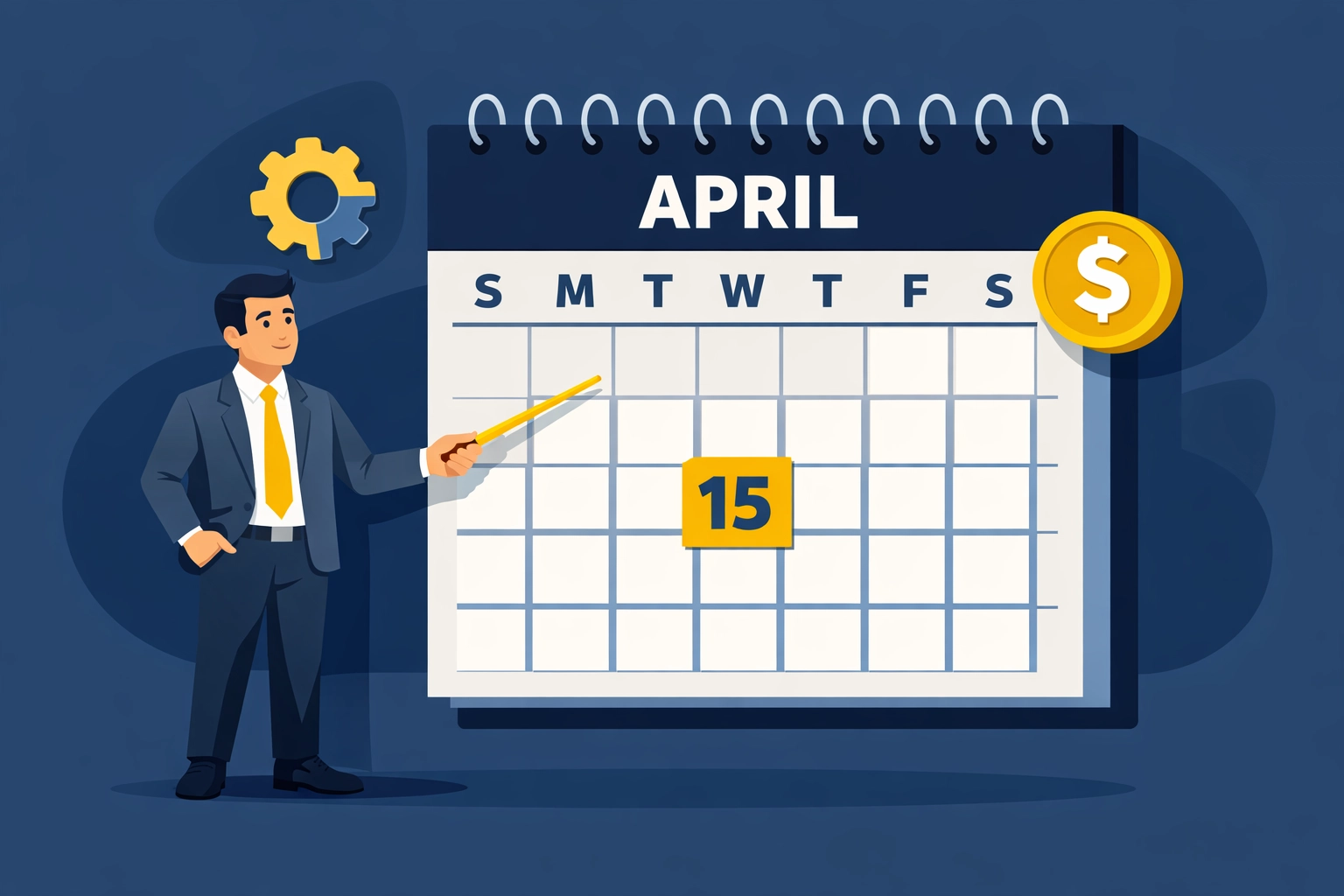 Tax professional pointing to the April 15 deadline on a calendar to highlight early tax planning and preparation.