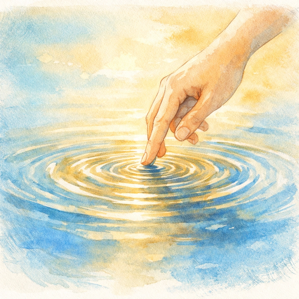 Hand touching water creating ripples representing Christian leader acknowledging emotions