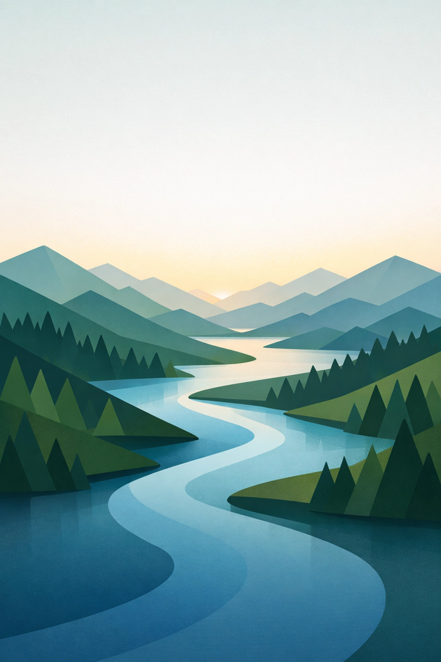 Stylized landscape of the Spokane River and mountains illustrating North Idaho and regional growth.