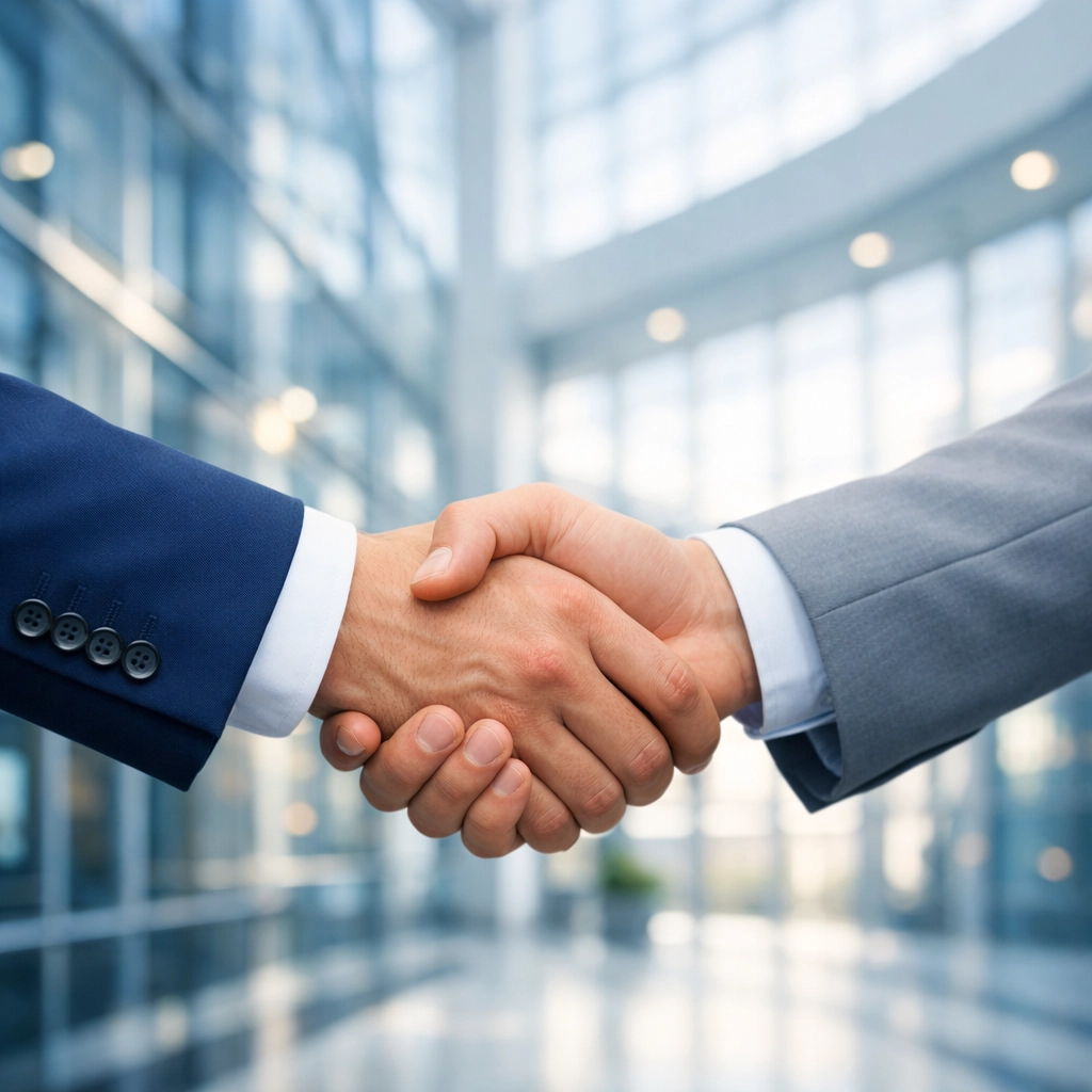 Apretón de manos profesional que simboliza la asesoría experta en corretaje de seguros en República Dominicana.