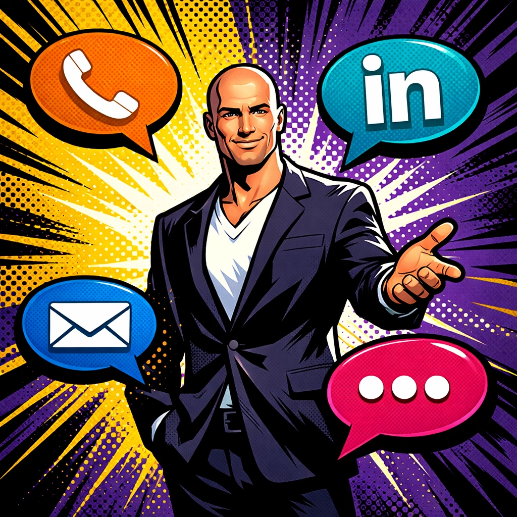 Multi-channel sales automation managing phone, email, LinkedIn, and chat communications