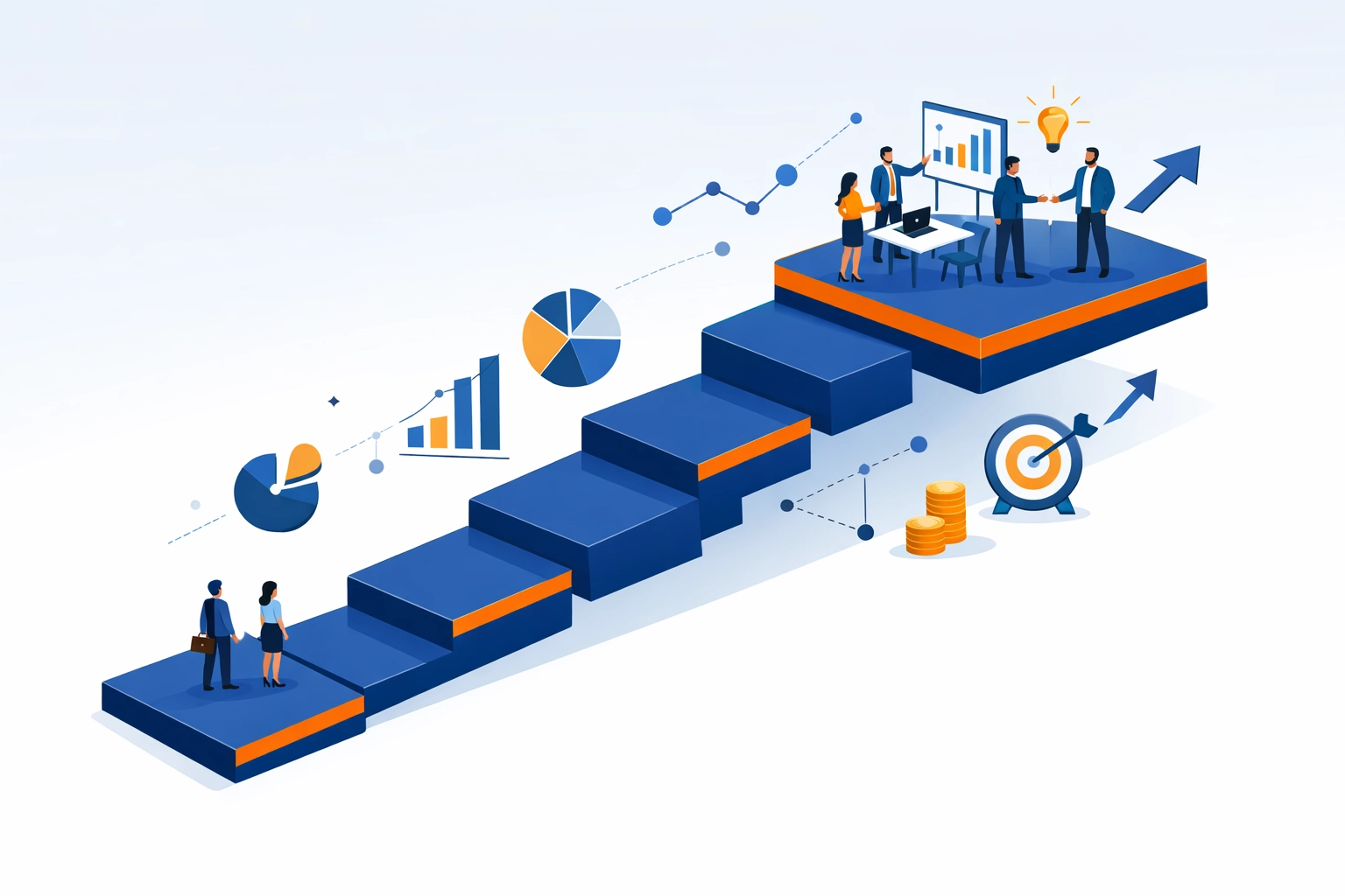 Business growth trajectory from startup to enterprise with scalable custom software
