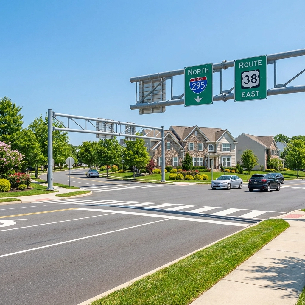 Lush green park with walking trails and trees, representing outdoor recreation in South Jersey towns Lush green park with walking trails and trees, representing outdoor recreation in South Jersey towns