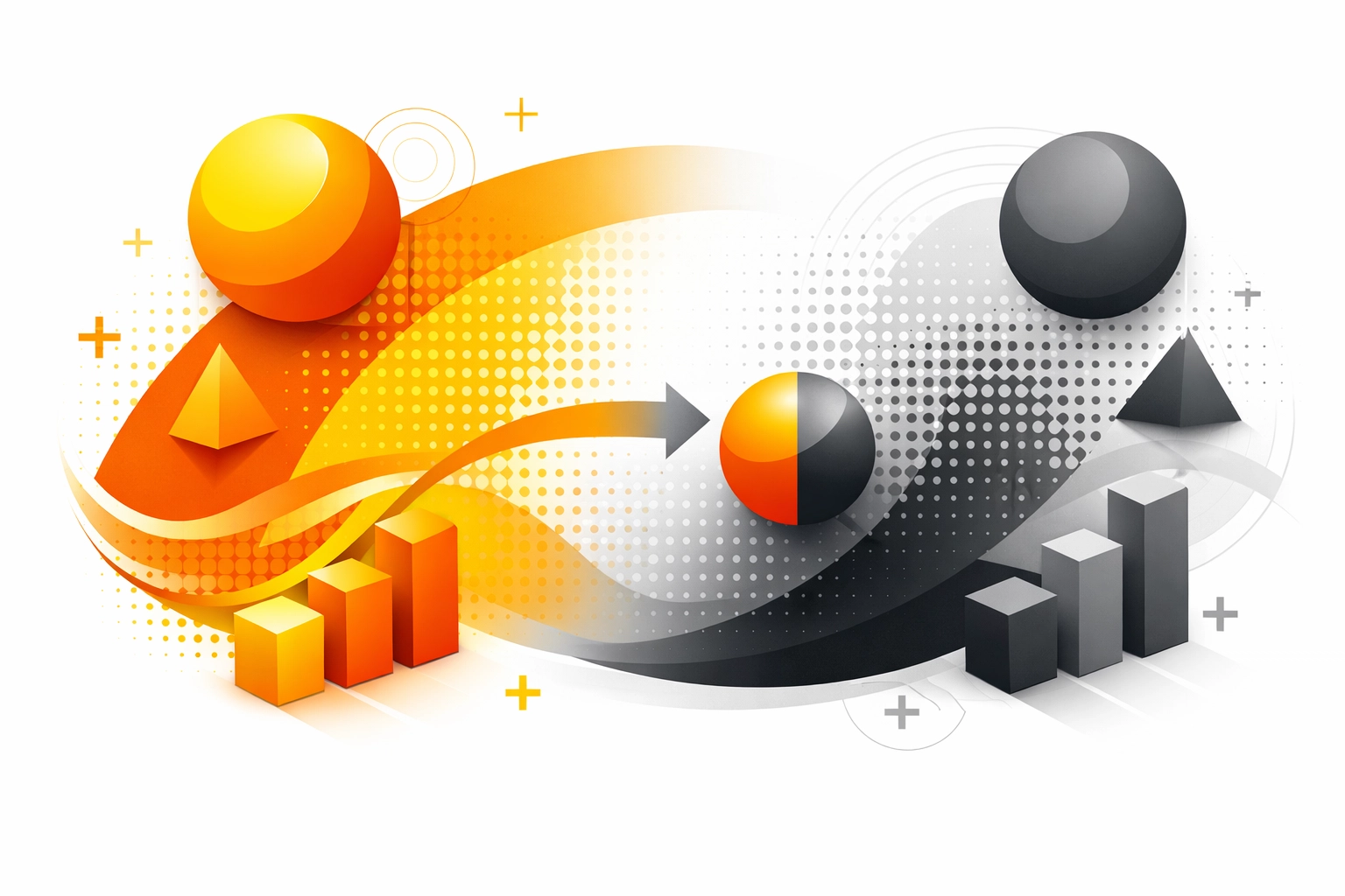 Color spectrum converting to grayscale demonstrating print production color management principles