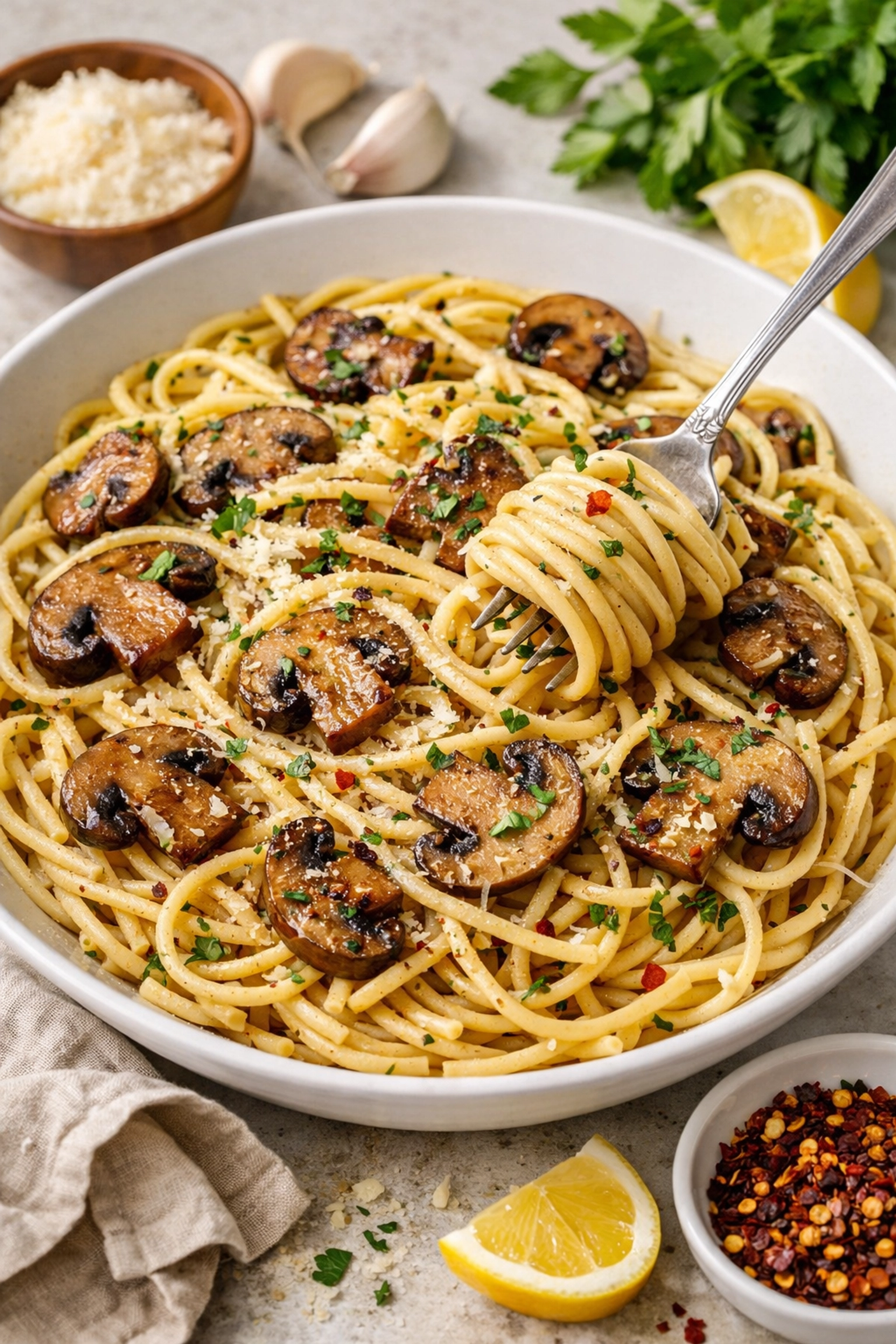 Easy Weeknight Dinner Garlic Mushroom Pasta