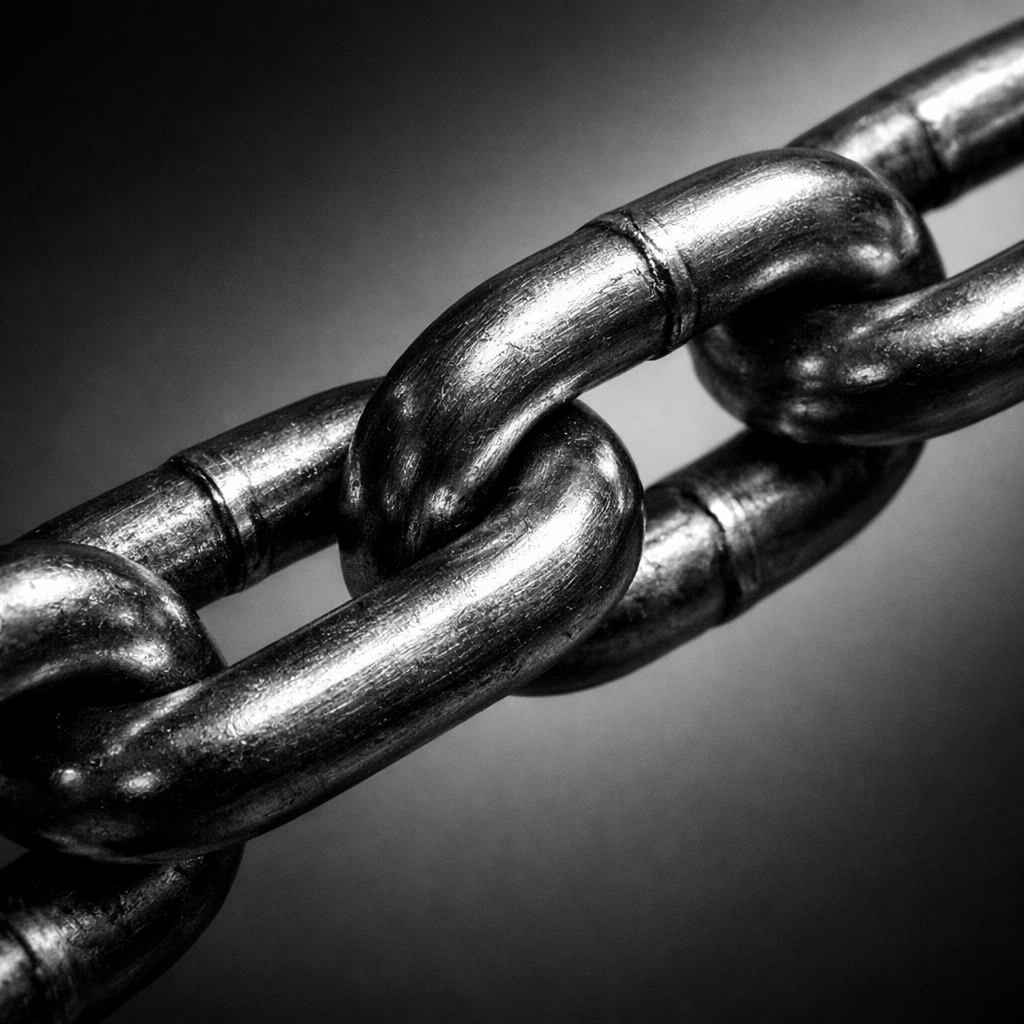 Connected chain links representing strong citation network and local backlinks