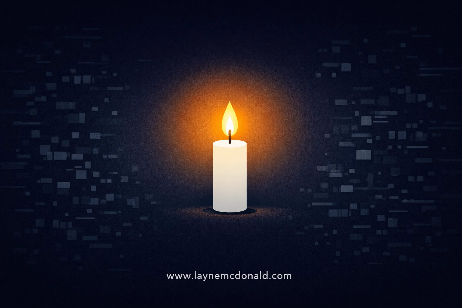 A candle representing the light of faith shining through digital darkness and media noise.