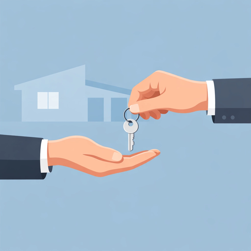 Entrega de llaves de una casa nueva tras obtener una pre-aprobación hipotecaria exitosa.