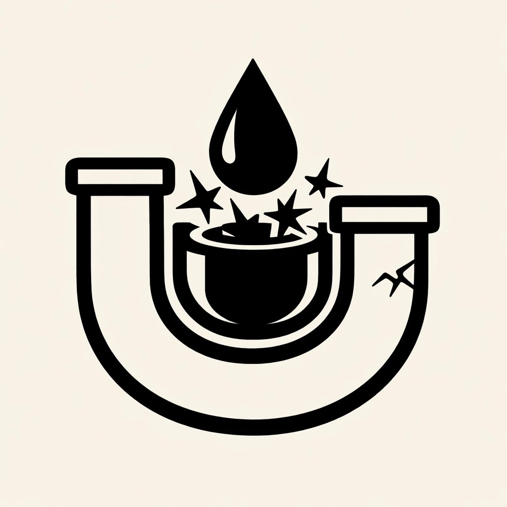 Minimalist illustration of chemical cleaner damaging a drain pipe in a Sarasota home.