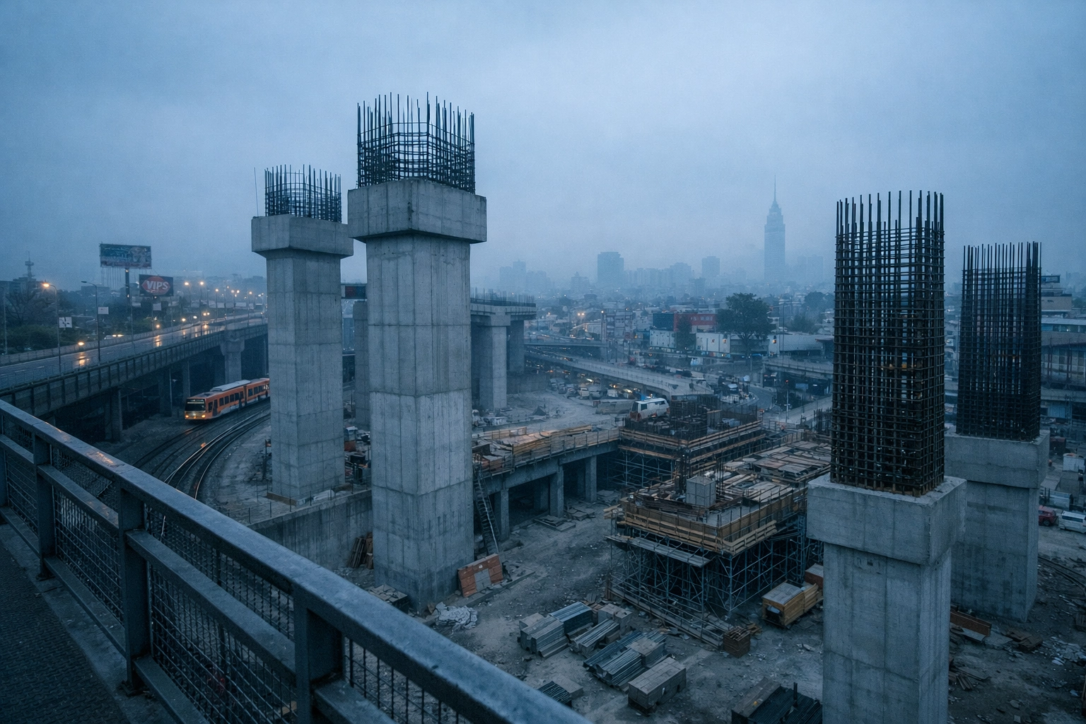 Mexico City transit infrastructure construction for improved business travel and global mobility.