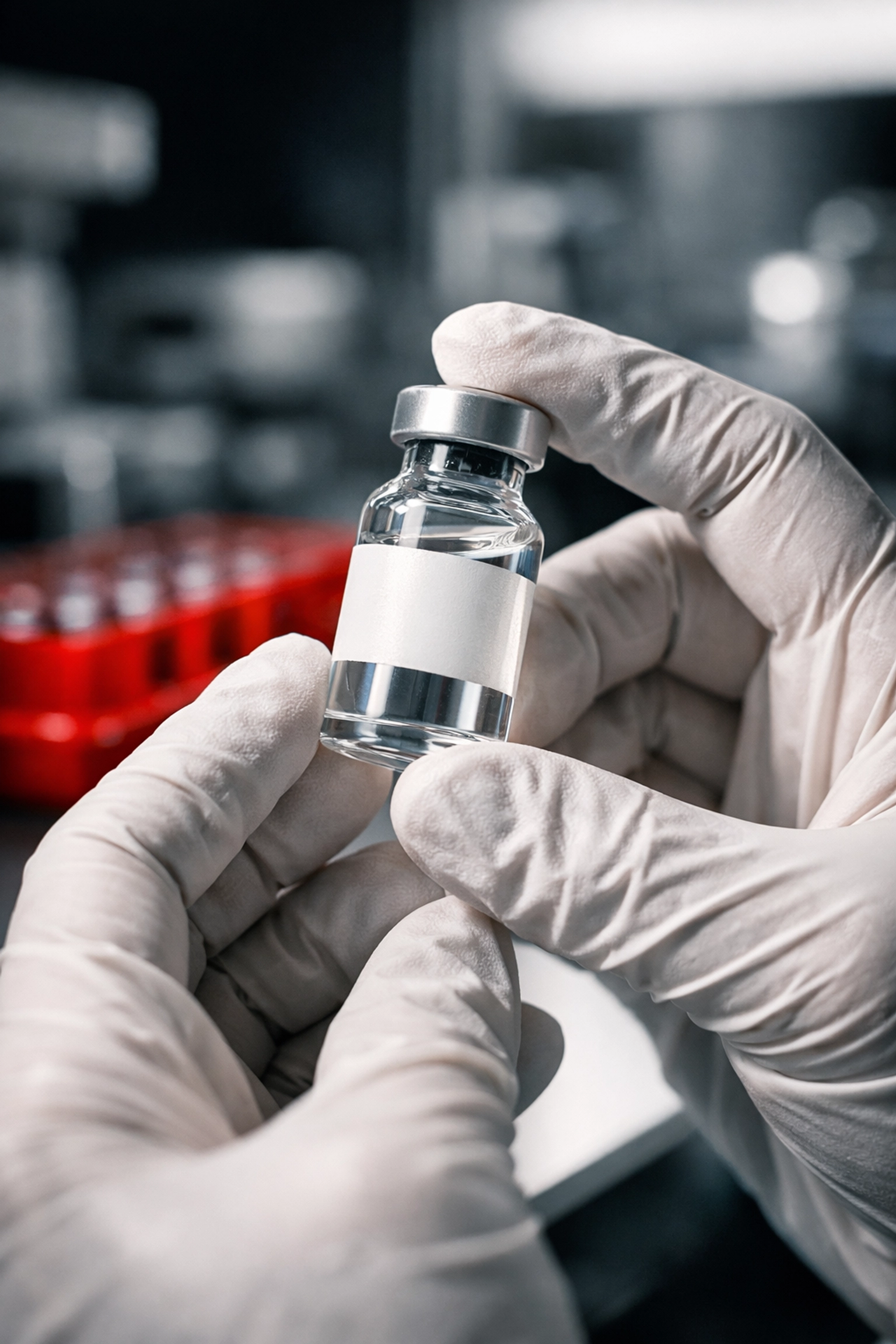 A Canadian medical professional holds a specialized drug vial, symbolizing access to life-saving medicines.