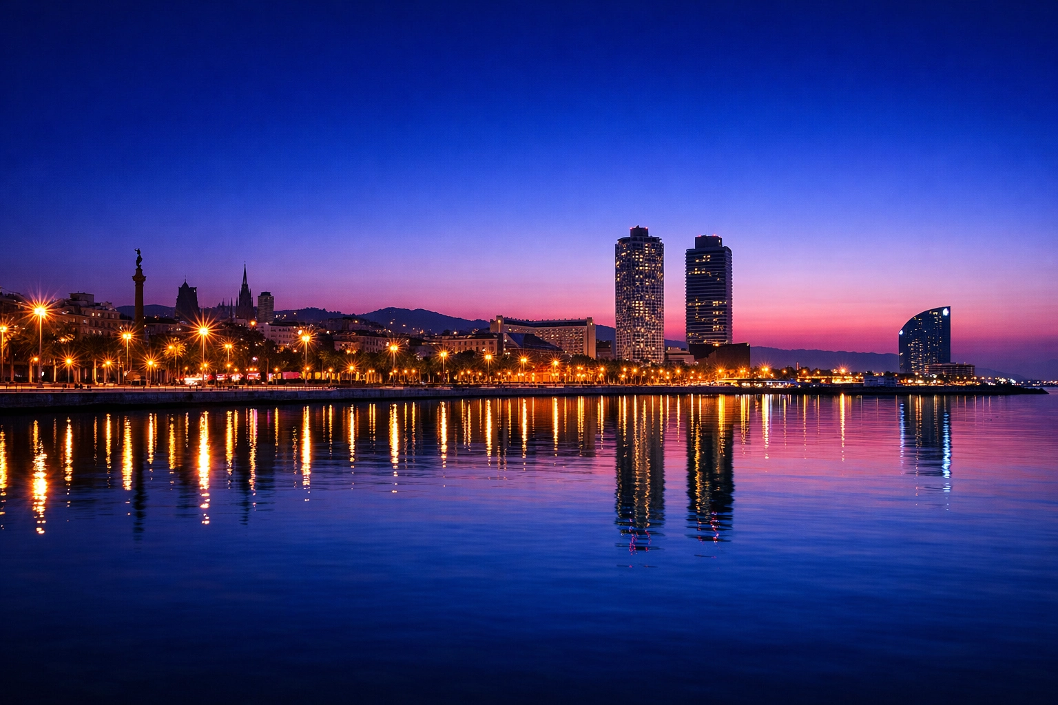 Stunning blue hour cityscape illustrating the results of mastering manual mode photography.