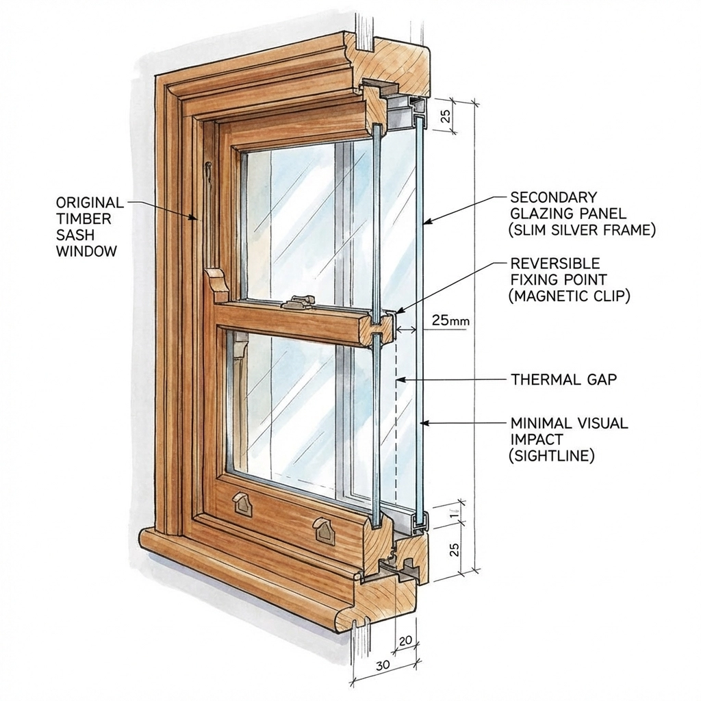 Heritage secondary glazing installation