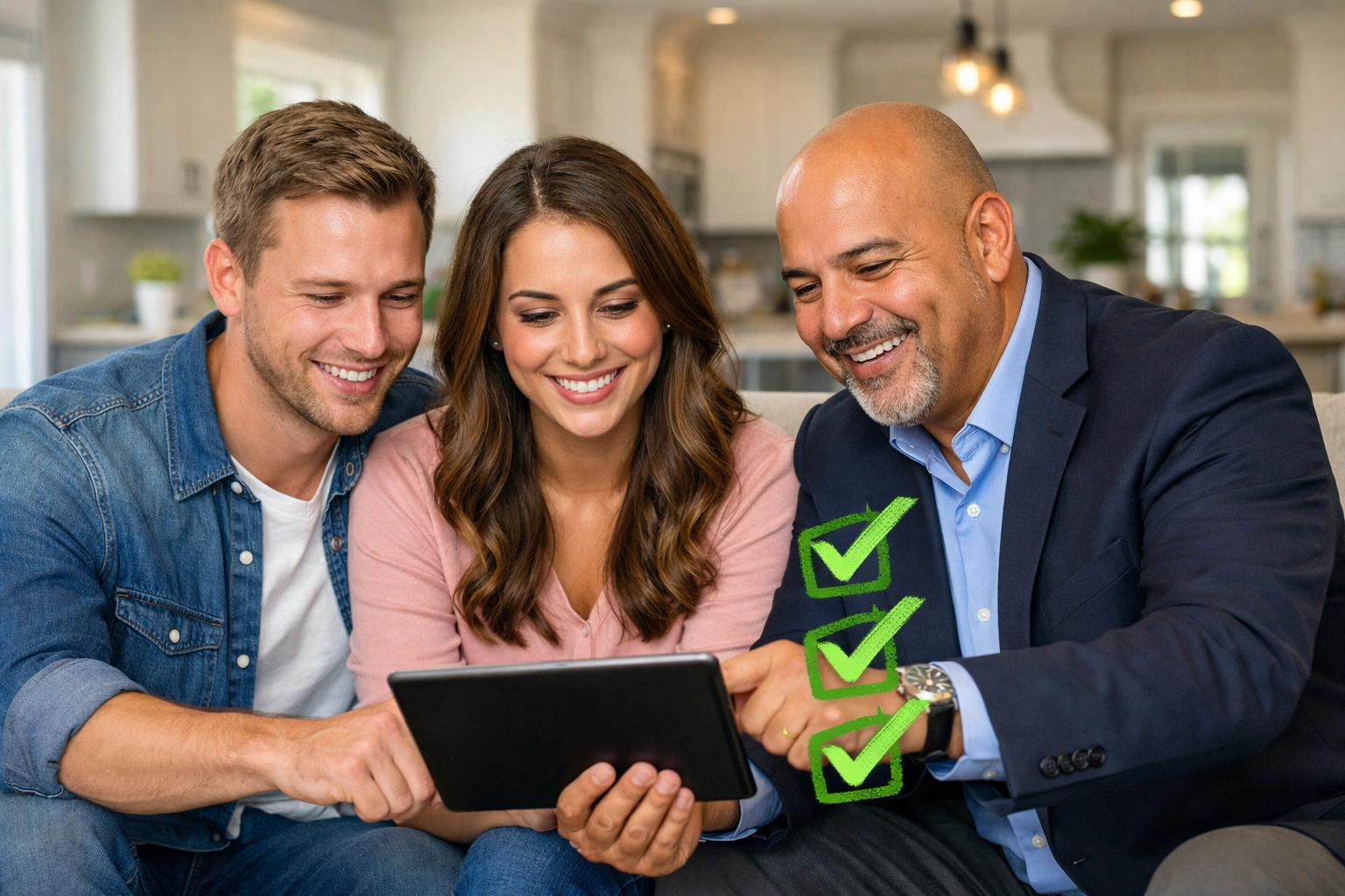 Andrew Texidor helping a Surprise AZ couple verify a cash buyer checklist on a tablet. Andrew Texidor helping a Surprise AZ couple verify a cash buyer checklist on a tablet.