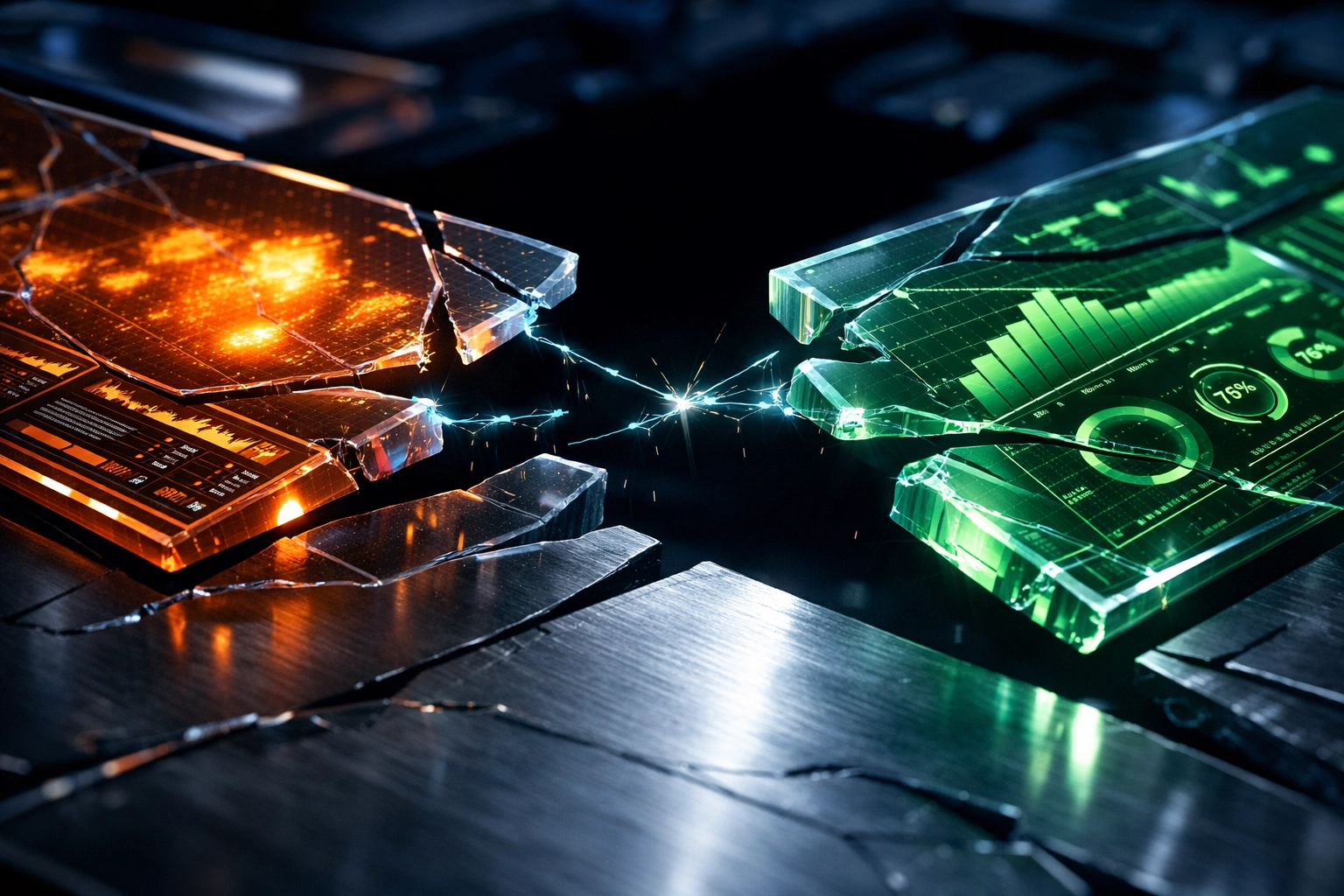 Disconnected digital data panels illustrating the operational friction of fragmented SaaS data silos.