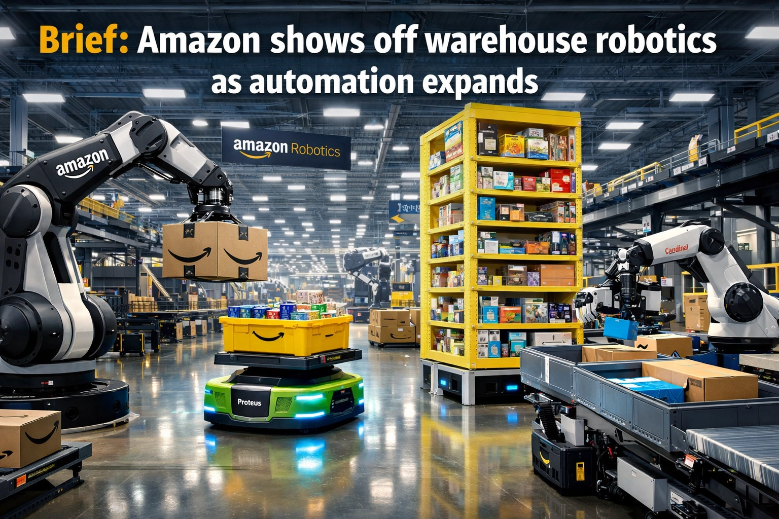 [HERO] Brief: Amazon shows off warehouse robotics as automation expands