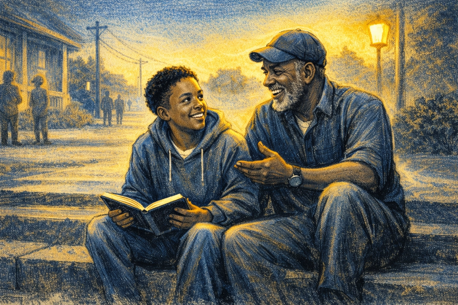 Church mentor guiding Memphis youth in conversation as part of crime intervention program