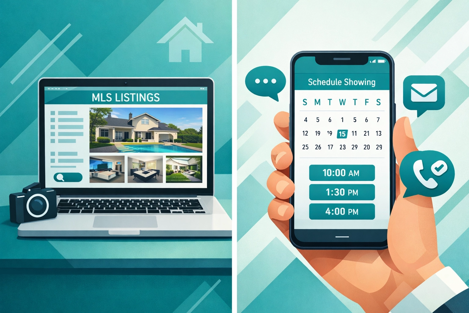 Modern home selling process with MLS listings and digital marketing tools