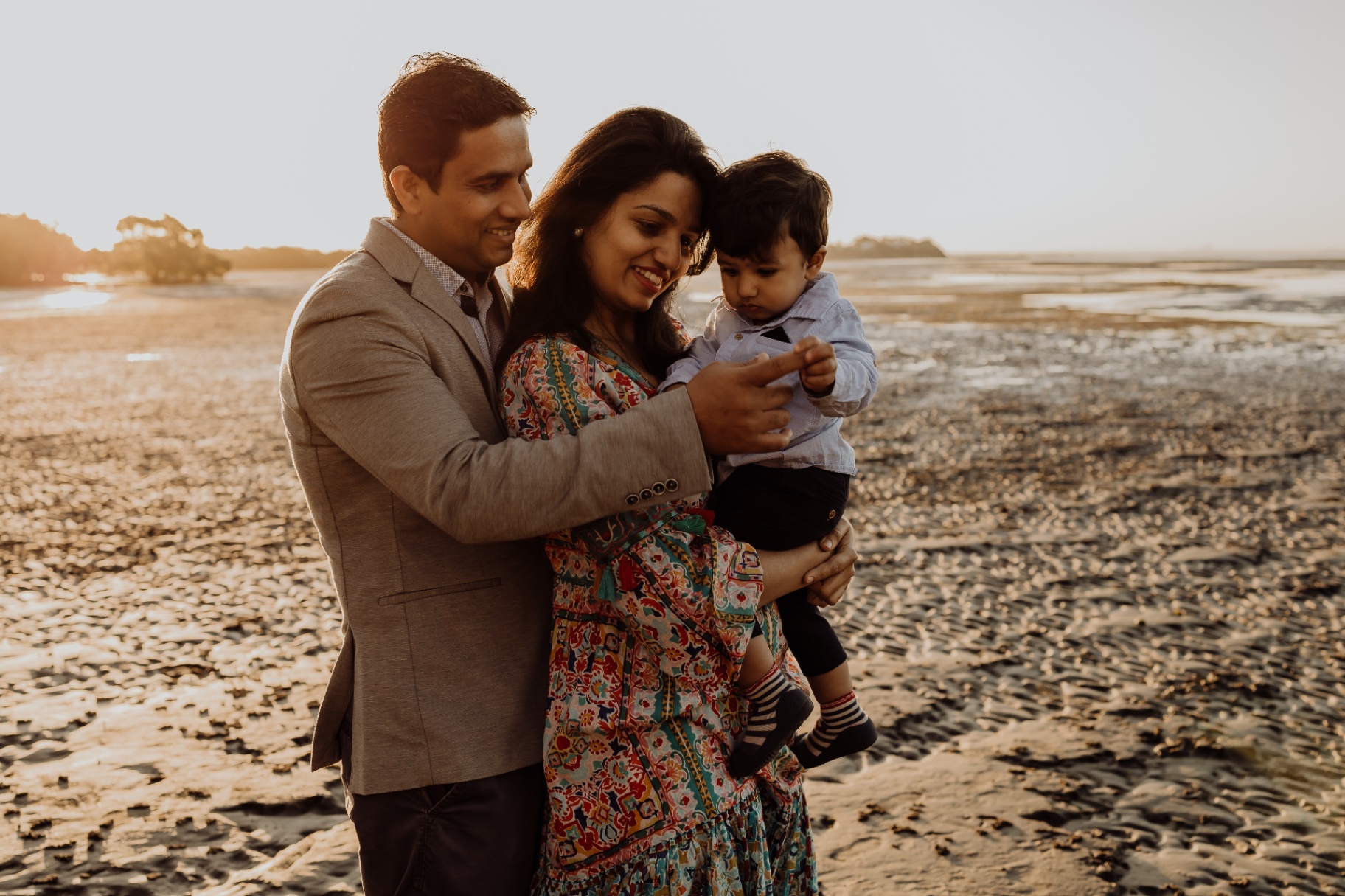 Connected Family at Sunset