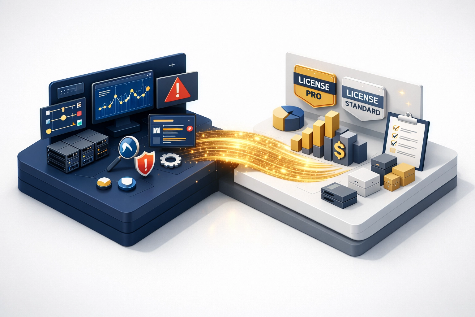 ServiceNow ITOM and ITAM integration showing unified platform with data streams