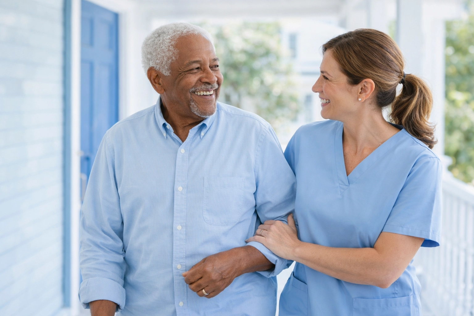 Senior man and caregiver building trust through companion care in Warrenton