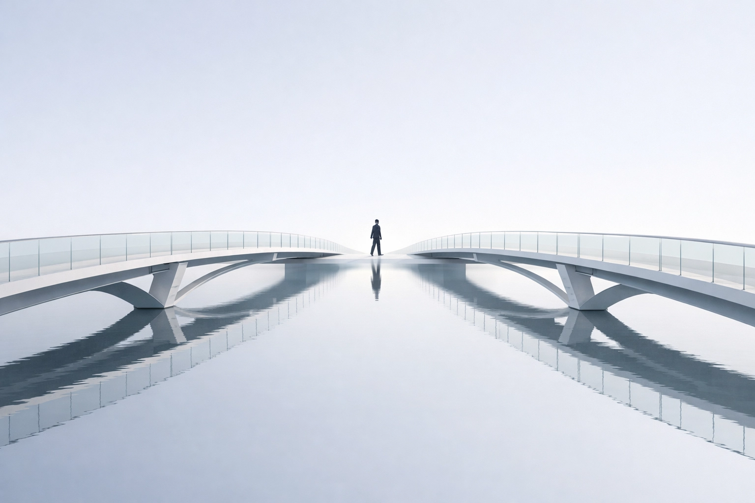 A modern architectural bridge symbolizing inclusive workforce reskilling and bridging the digital automation divide.