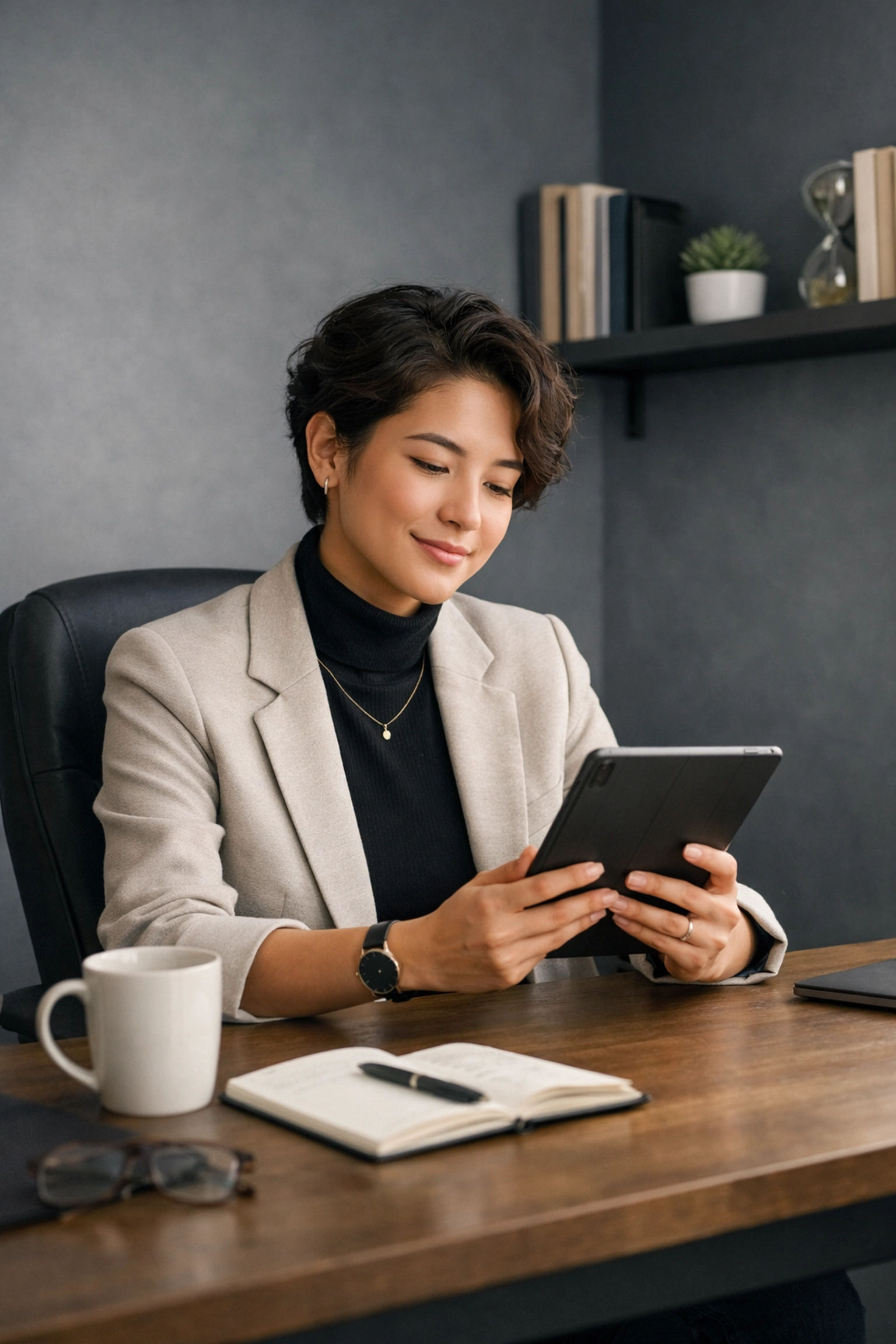 Empowered professional reviewing budget-friendly installment loans in Canada on a tablet.