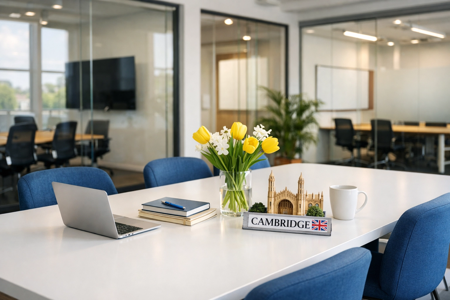 Bright collaborative workspace in Cambridge reflecting the quality of professional office cleaners.