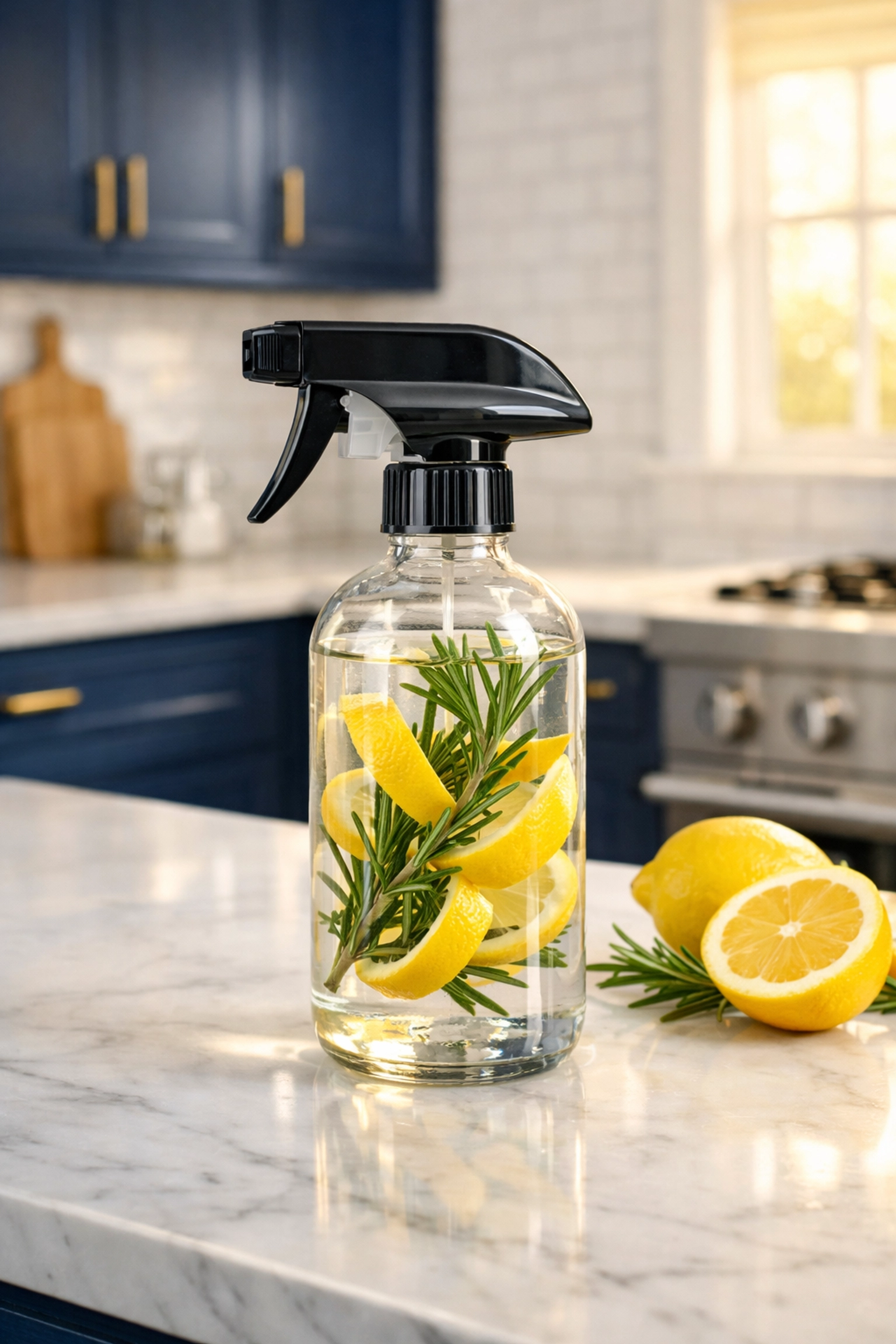 Eco-friendly DIY cleaner for residential cleaning MA tasks in a luxury Springfield kitchen setup.