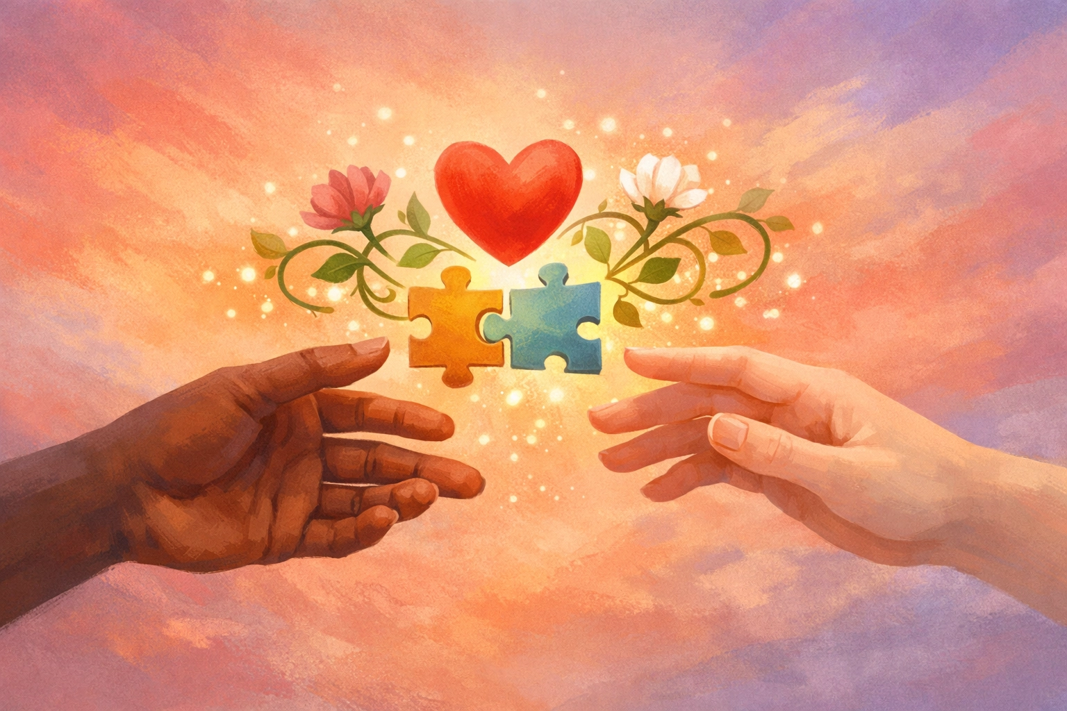 Two hands reaching together symbolizing connection and growth in couples relationship