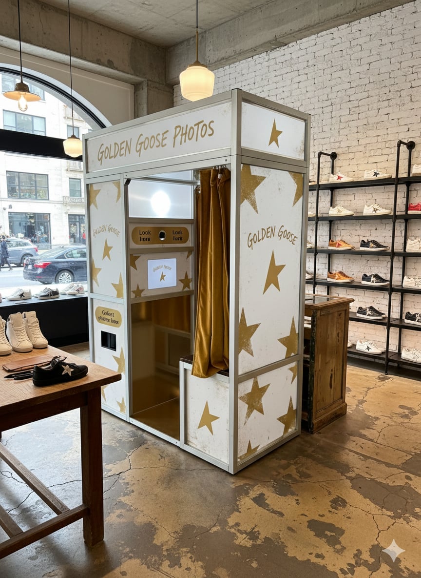 Custom-branded Golden Goose photo booth