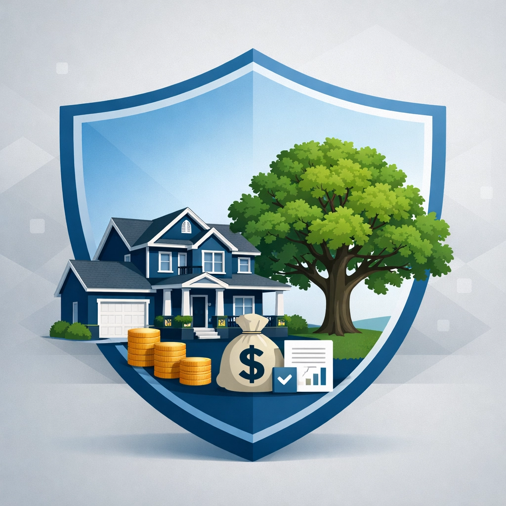 Illustration of a protected house symbolizing estate tax planning to maximize tax refund.