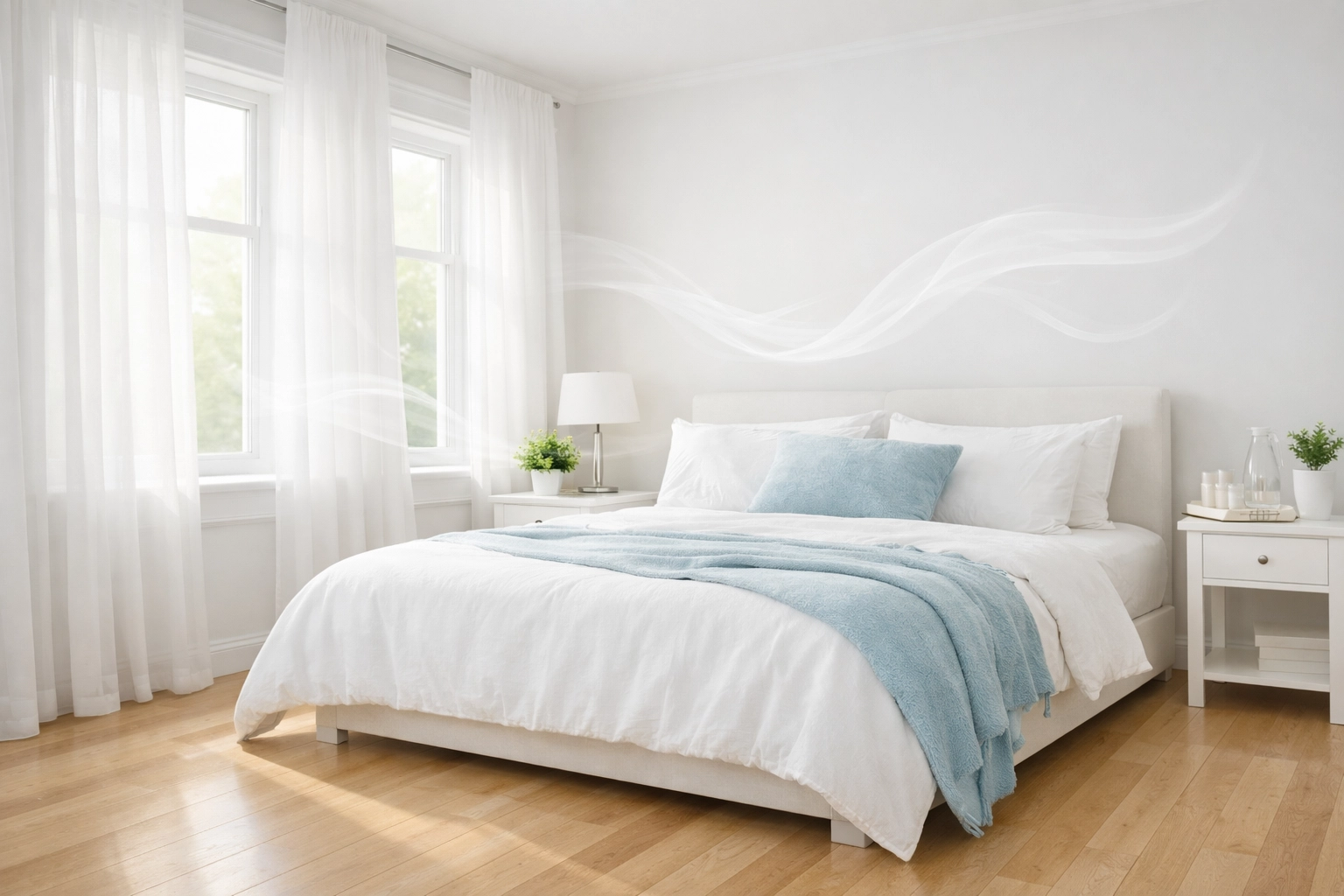 Fresh, healthy bedroom in Leominster MA maintained with eco-friendly house cleaning services.