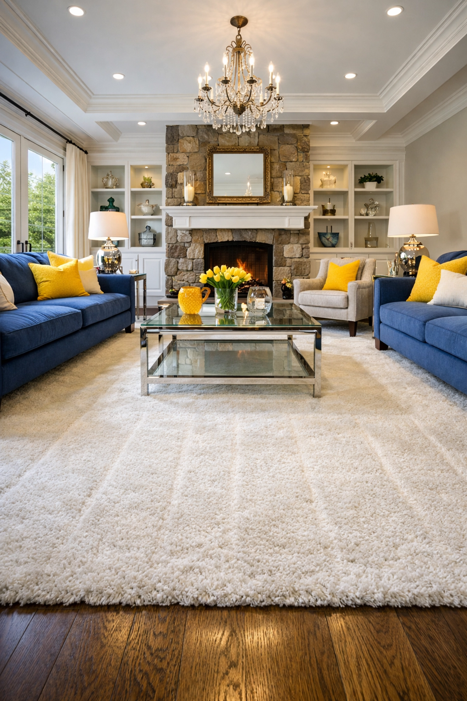 Spotless luxury living room in Massachusetts prepared by professional move-in cleaning experts.