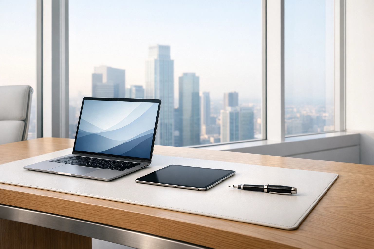 Modern workspace for tax EROs showing a laptop and tablet, emphasizing compliant tax service bureau operations.
