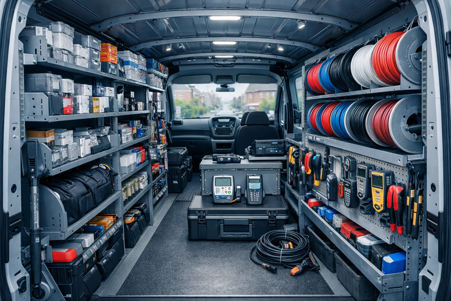 Emergency electrician van stocked with tools and equipment for Bournemouth callouts