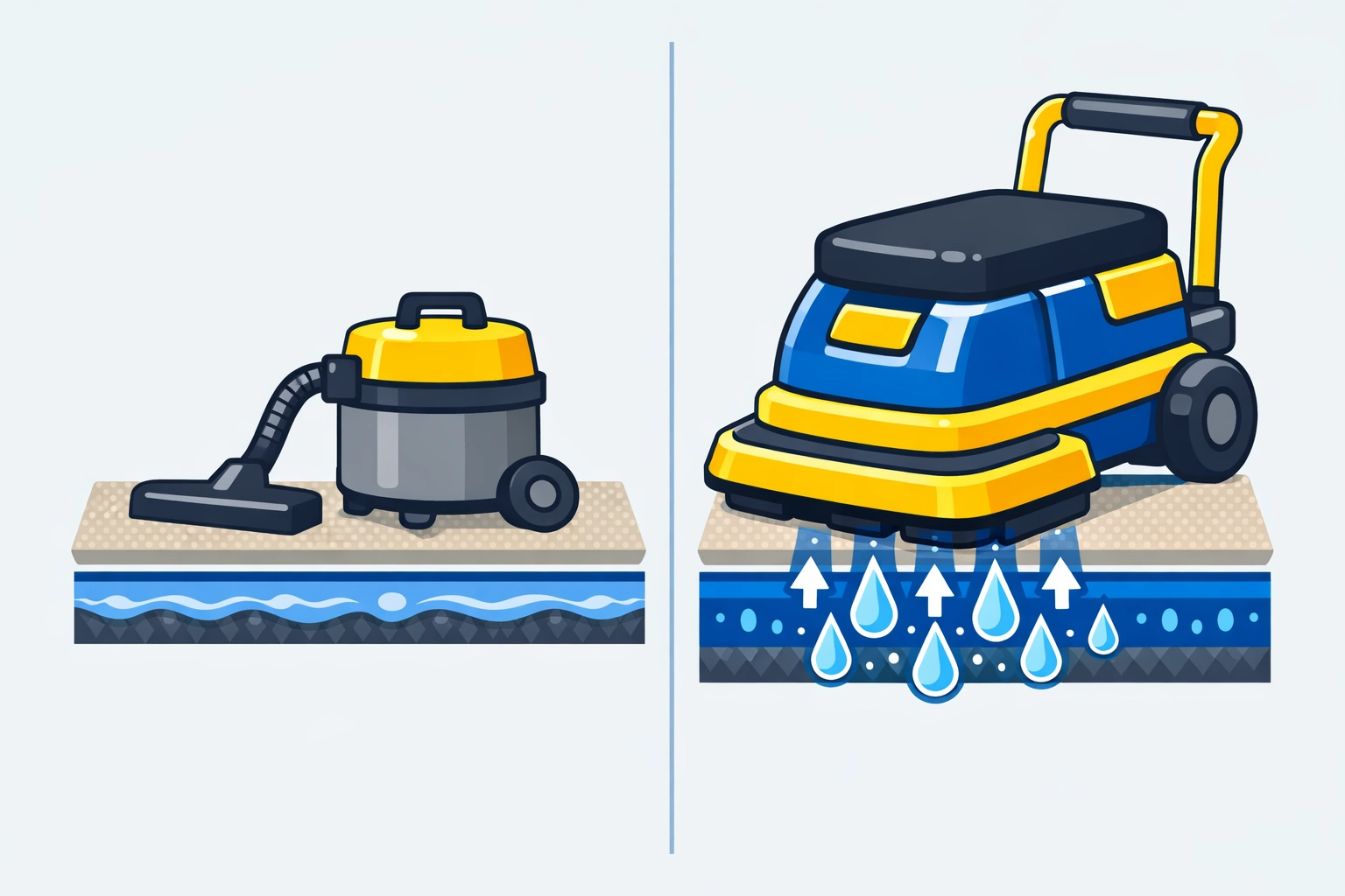 Professional water extraction rover vs household vacuum for emergency flood cleanup in Pennsylvania.