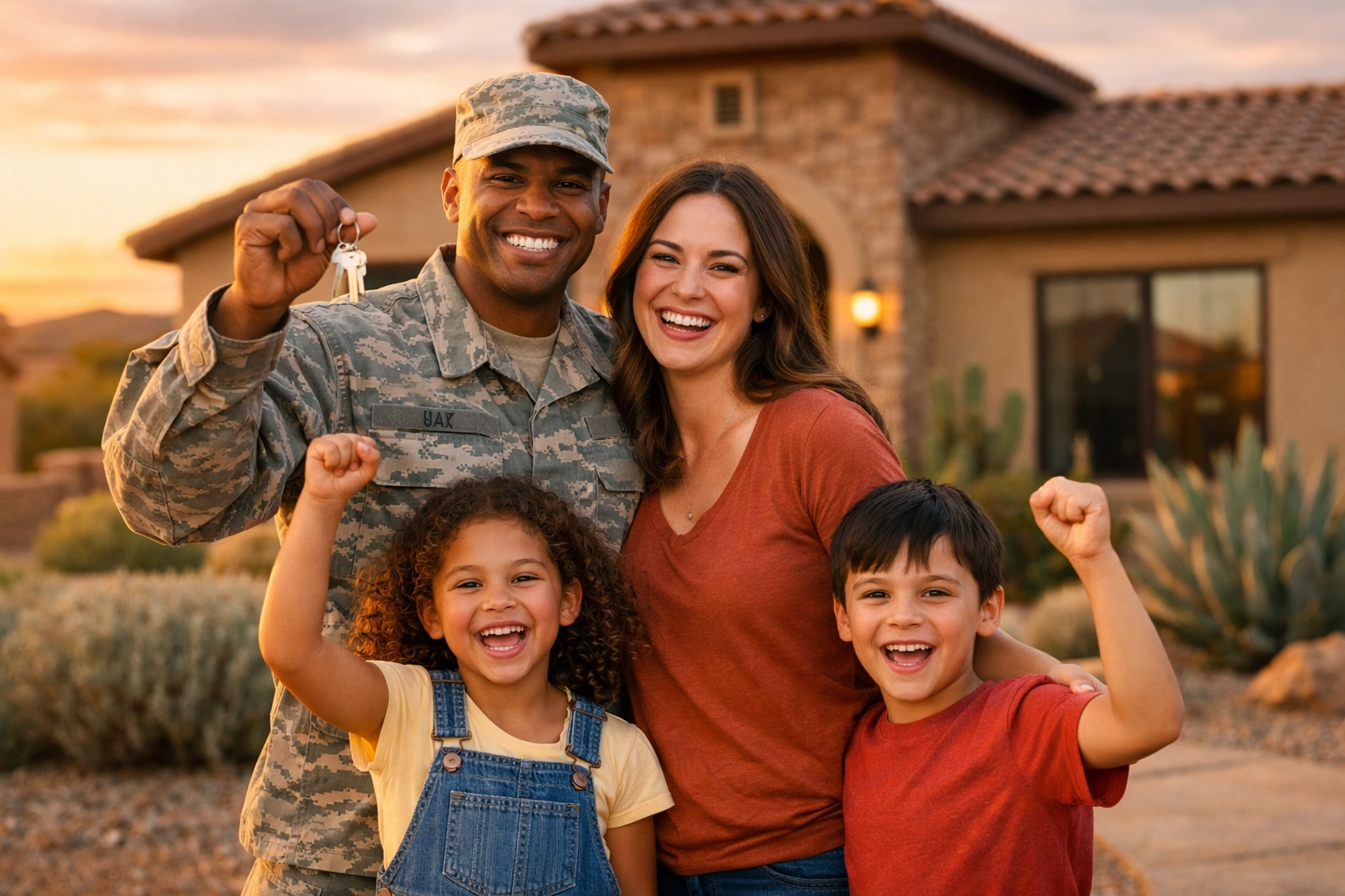 Military family celebrating new home ownership in Glendale Arizona