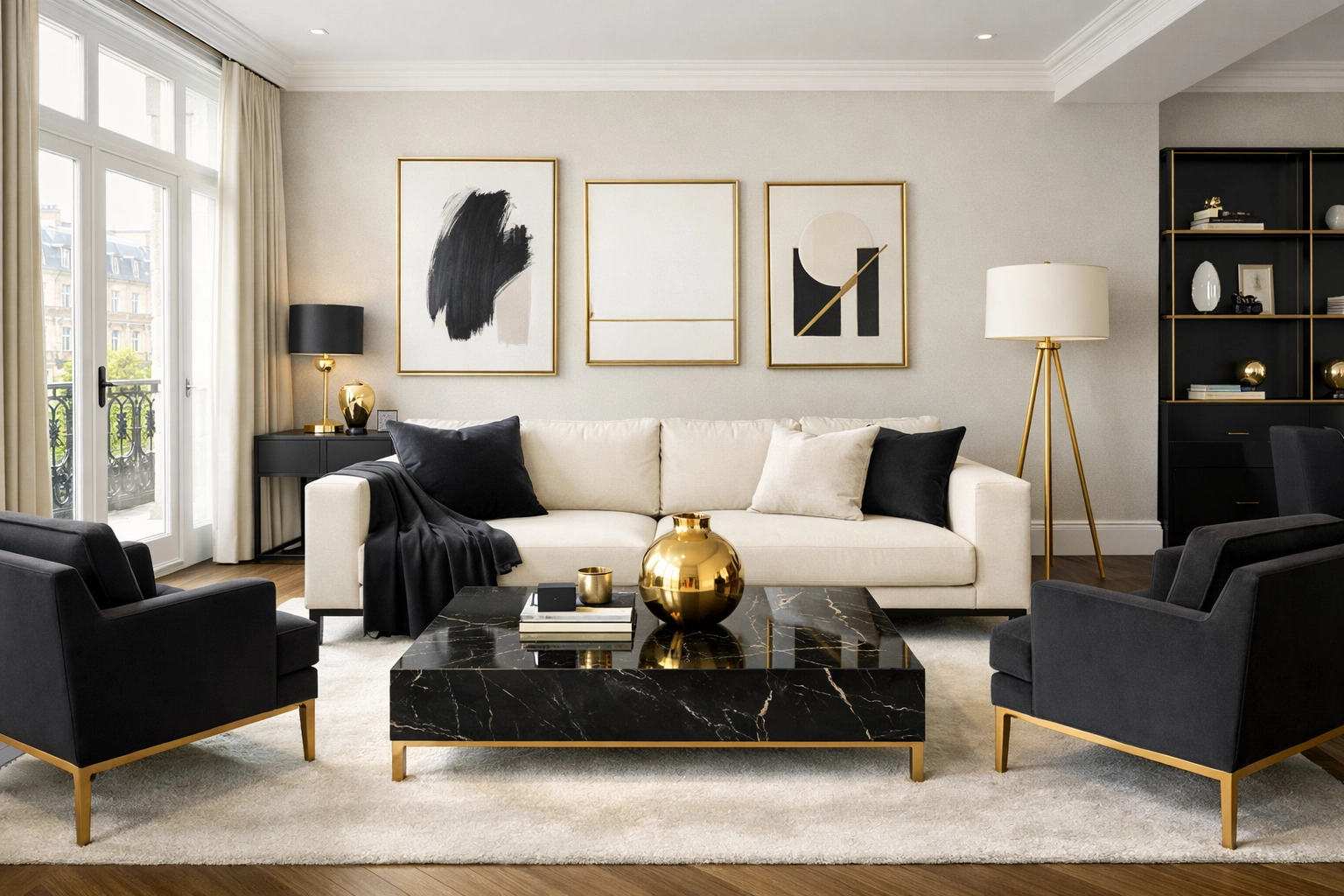 A spotless luxury apartment living room showcasing professional property inventory standards.