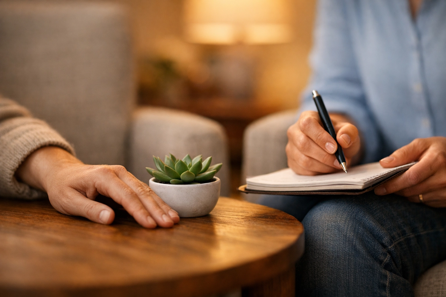 Supportive counseling session focused on understanding insurance benefits and transparent care.