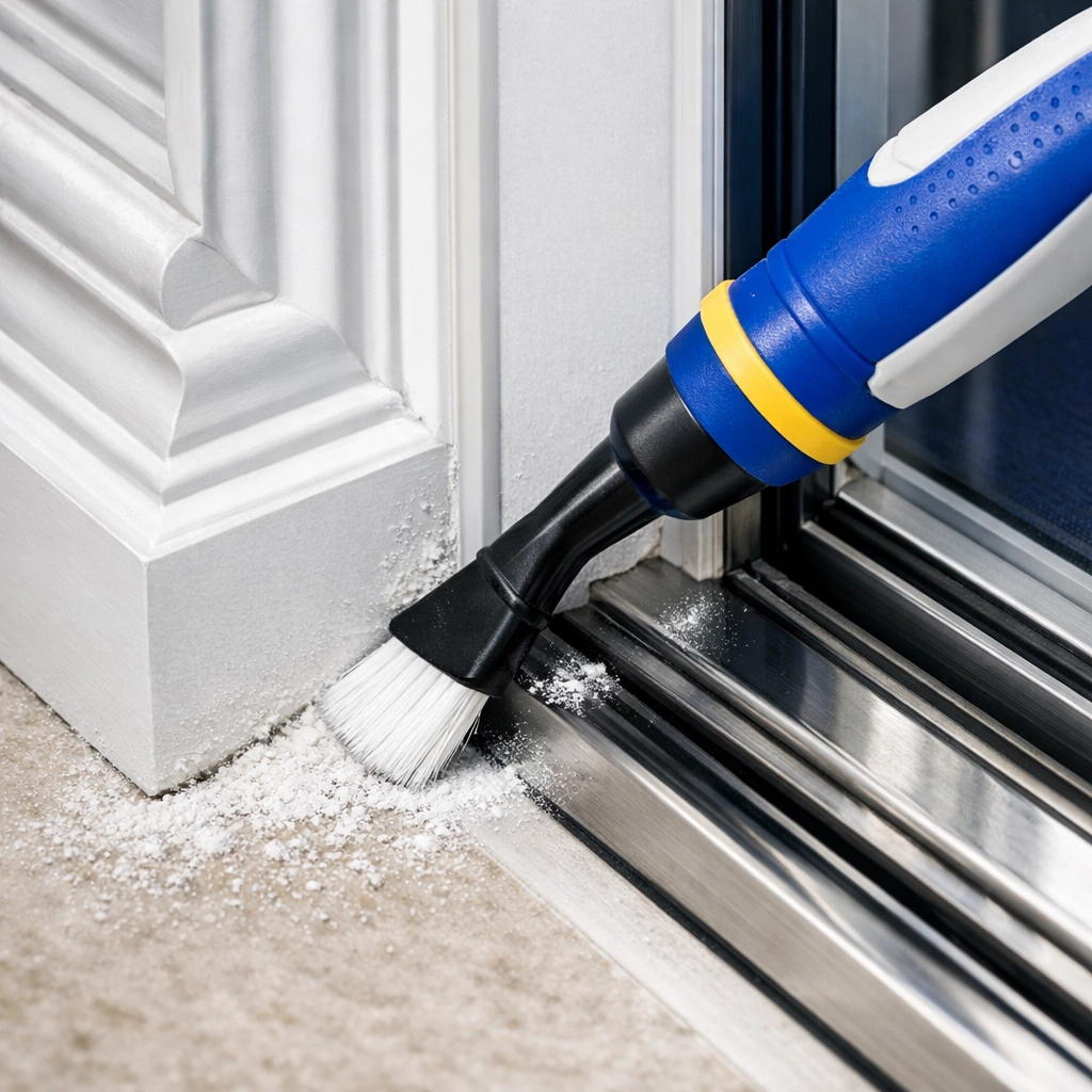 Professional cleaning of construction residue from door frames and hidden spots in Marlborough.