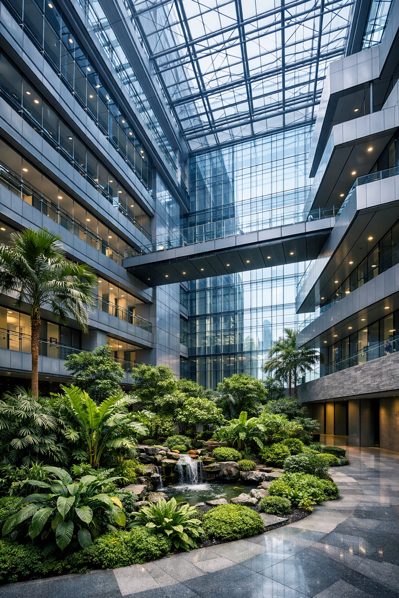 Modern corporate building atrium in Vietnam symbolizing business growth and structural integrity.