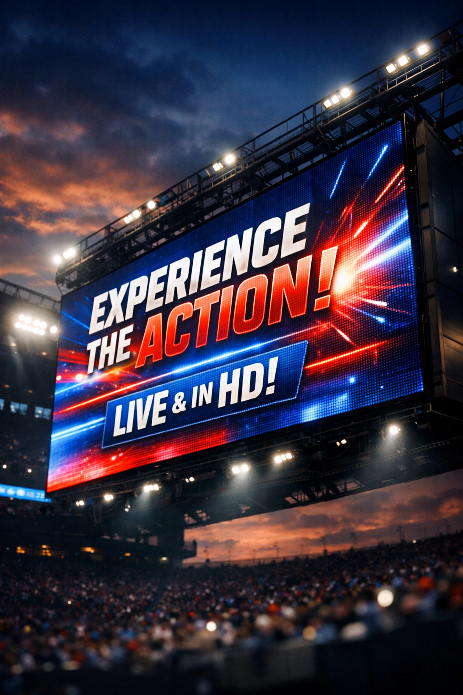 Massive LED stadium screen displaying digital advertising during live sporting event