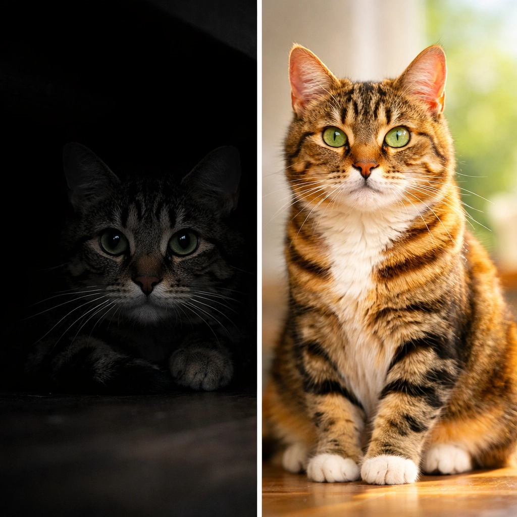 Cat behavior transformation from anxious to confident through personalized nutrition therapy