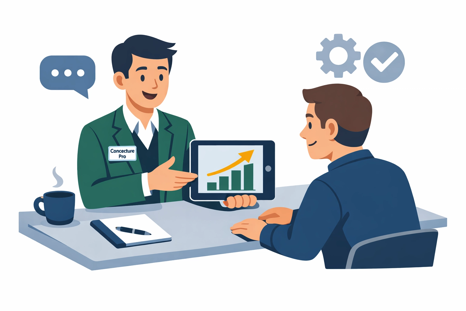 A professional concierge tax preparation consultation showing growth and year-round financial planning.