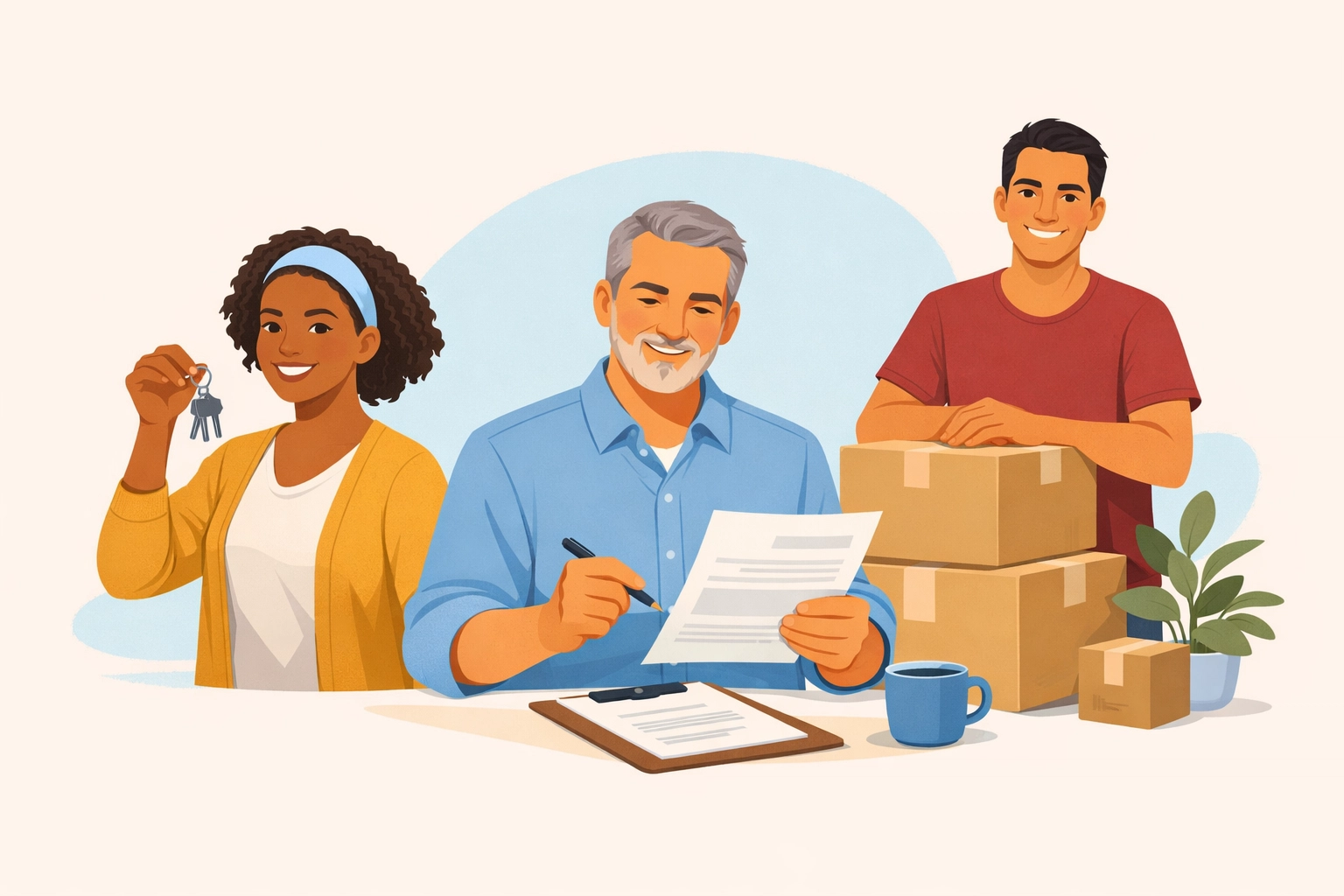 Edison homeowners selling homes fast with keys, paperwork, and moving boxes