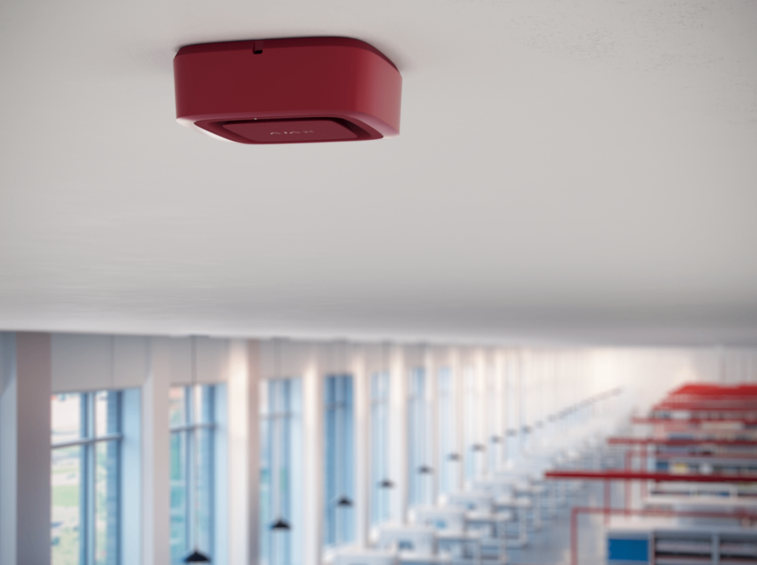 Modern Red Fire Alarm Detector