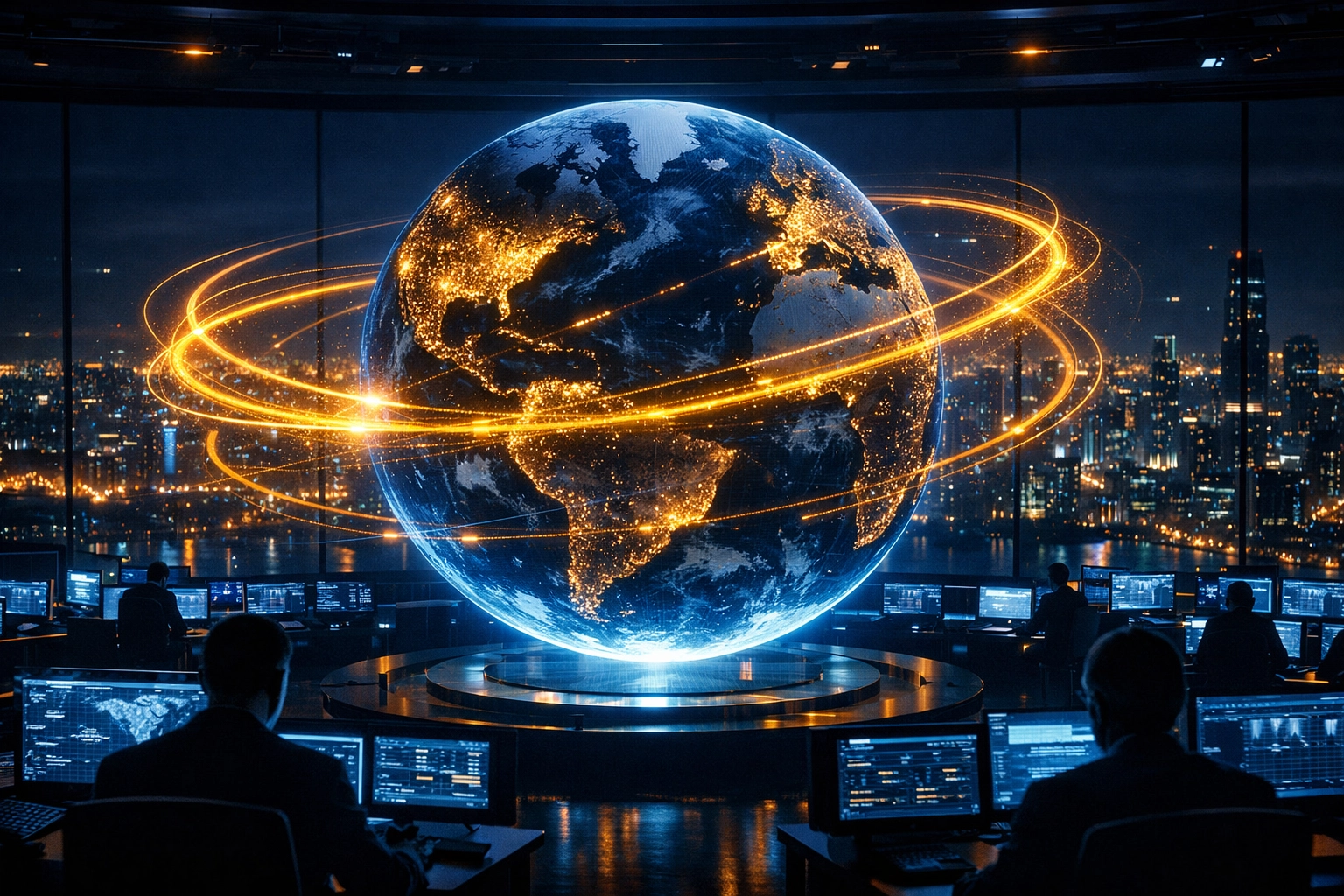 Holographic world map representing instant Web3 global payments and cross-border connectivity.